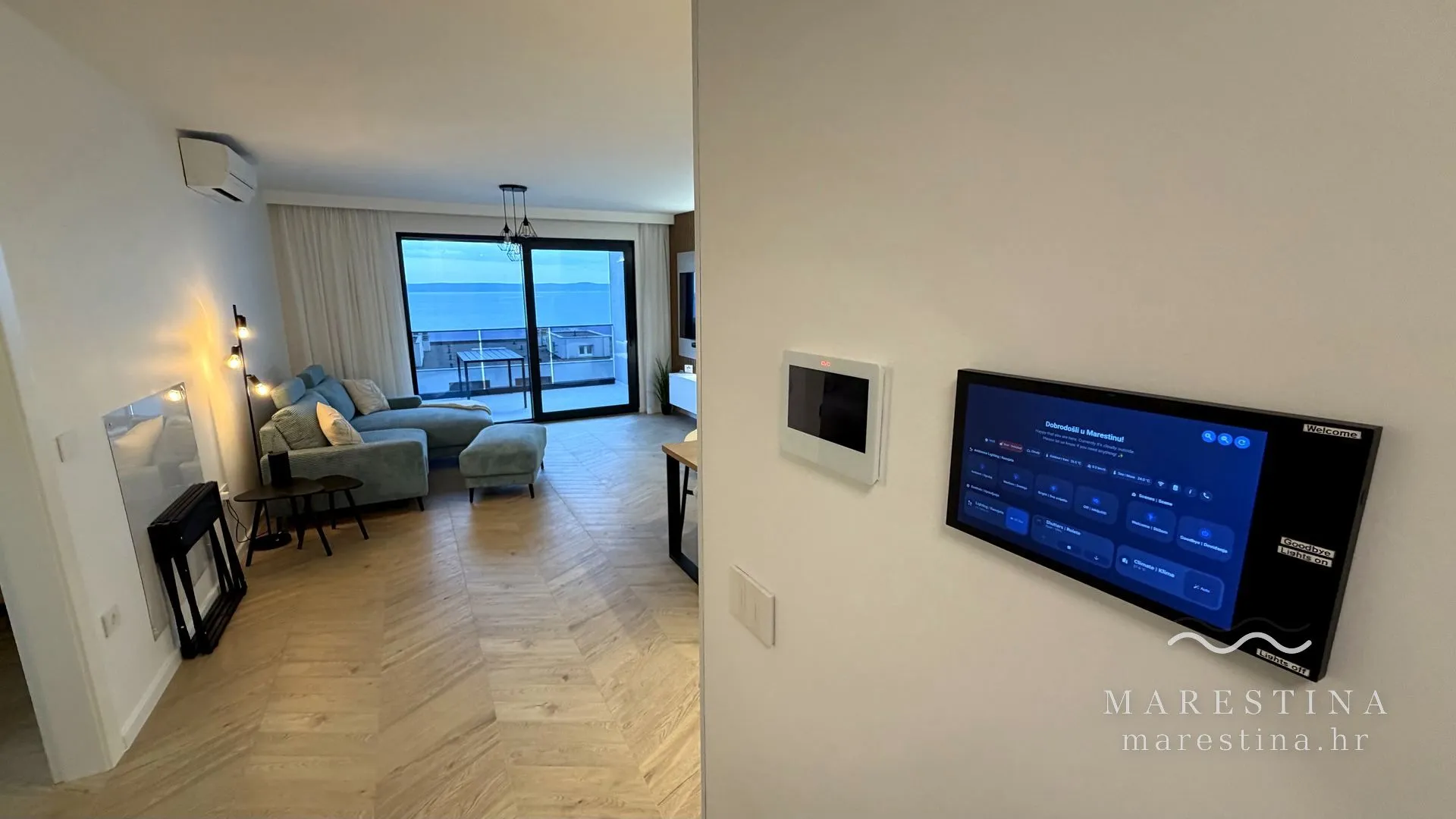 Open-plan living and dining area at Marestina